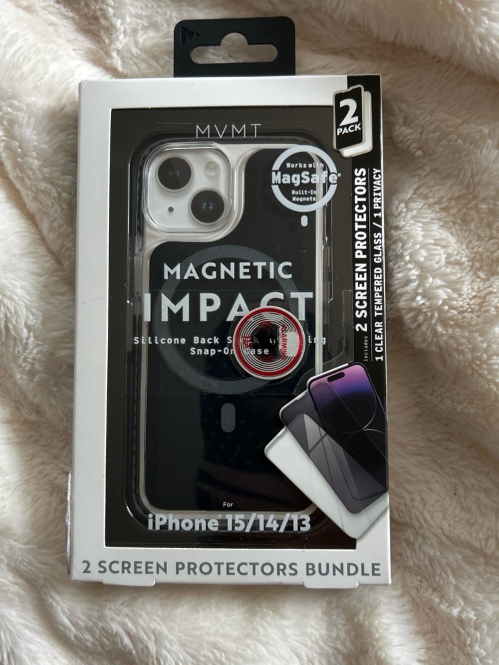 MVMT Magnetic Impact Black Silicone iPhone Case + Screen Protectors